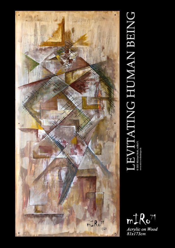 Levitating Human Being - Acrylic on Wood by mIRo71